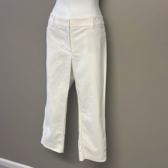 White House Black Market Cream “Perfect Form” Straight Crop Pants- Size 12 - Picture 2 of 15